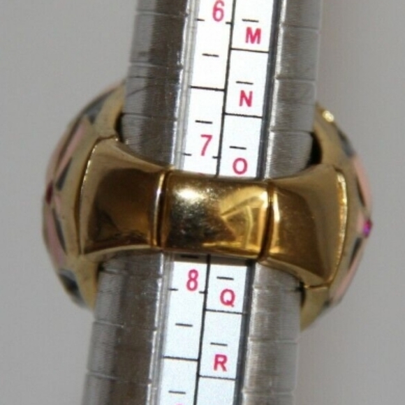 Vintage BETSEY JOHNSON First Date Collection Pink Black High Dome Ring. 7.5+ - Picture 5 of 10